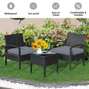 3 Pieces Outdoor Rattan Patio Conversation Set with Seat Cushions by LJGDeals