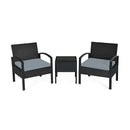 3 Pieces Outdoor Rattan Patio Conversation Set with Seat Cushions by LJGDeals