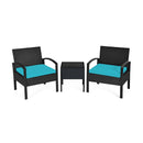 3 Pieces Outdoor Rattan Patio Conversation Set with Seat Cushions by LJGDeals