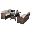 3 Pieces Hand-Woven Rattan Outdoor Sofa Set with Dining Table by LJGDeals