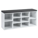 10-Cube Organizer Shoe Storage Bench with Cushion for Entryway-Black by DirectDeals