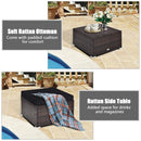 4 Pieces Ottoman Garden Patio Rattan Wicker Furniture Set with Cushion-Gray by LJGDeals