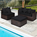 4 Pieces Ottoman Garden Patio Rattan Wicker Furniture Set with Cushion-Gray by LJGDeals