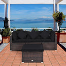 4 Pieces Ottoman Garden Patio Rattan Wicker Furniture Set with Cushion-Gray by LJGDeals