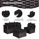 4 Pieces Ottoman Garden Patio Rattan Wicker Furniture Set with Cushion-Gray by LJGDeals