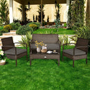4 Pieces Patio Rattan Cushioned Furniture Set by LJGDeals