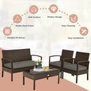 4 Pieces Patio Rattan Cushioned Furniture Set by LJGDeals