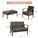 4 Pieces Patio Rattan Cushioned Furniture Set by LJGDeals