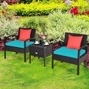 3 Piece PE Rattan Wicker Sofa Set with Washable and Removable Cushion for Patio-Turquoise by LJGDeals