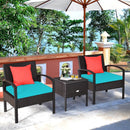 3 Piece PE Rattan Wicker Sofa Set with Washable and Removable Cushion for Patio-Turquoise by LJGDeals