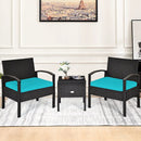 3 Piece PE Rattan Wicker Sofa Set with Washable and Removable Cushion for Patio-Turquoise by DirectDeals