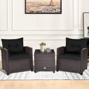 3 Pcs Patio Rattan Furniture Set Cushioned Conversation Set Coffee Table-Beige by LJGDeals