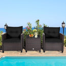 3 Pcs Patio Rattan Furniture Set Cushioned Conversation Set Coffee Table-Beige by LJGDeals