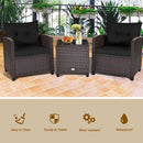 3 Pcs Patio Rattan Furniture Set Cushioned Conversation Set Coffee Table-Beige by LJGDeals