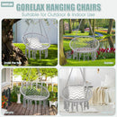 Hanging Macrame Hammock Chair with Handwoven Cotton Backrest by LJGDeals