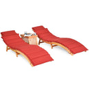 3 Pieces Folding Patio Eucalyptus Wood Lounge Chair Set with Foldable Side Table by LJGDeals