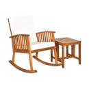 2 Pieces Acacia Wood Patio Rocking Chair Table Set by LJGDeals