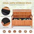 33 Gallon Wooden Storage Bench with Liner for Patio Garden Porch by LJGDeals