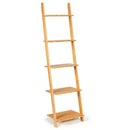5-Tier Modern Bamboo Wall-Leaning Display Ladder Bookshelf by LJGDeals