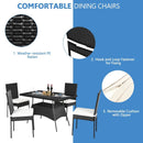 5-Piece Rattan Patio Dining Set with Glass Top & Cushions by DirectDeals