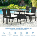 5-Piece Rattan Patio Dining Set with Glass Top & Cushions by DirectDeals