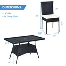 5-Piece Rattan Patio Dining Set with Glass Top & Cushions by LJGDeals