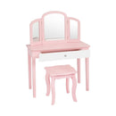 Kids Princess Make Up Dressing Table with Tri-folding Mirror and Chair by LJGDeals