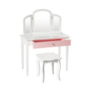 Kids Princess Make Up Dressing Table with Tri-folding Mirror and Chair by LJGDeals