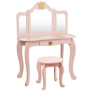 Kids Makeup Dressing Table with Tri-folding Mirror and Stool by LJGDeals