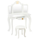 Kids Makeup Dressing Table with Tri-folding Mirror and Stool by LJGDeals