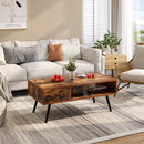 Retro Rectangular Coffee Table with Drawer and Storage Shelf-Rustic Brown by LJGDeals