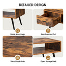 Retro Rectangular Coffee Table with Drawer and Storage Shelf-Rustic Brown by LJGDeals