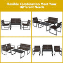 4 Pieces Patio Furniture Conversation Set with Sofa Loveseat by LJGDeals