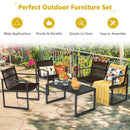 4 Pieces Patio Furniture Conversation Set with Sofa Loveseat by LJGDeals