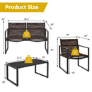 4 Pieces Patio Furniture Conversation Set with Sofa Loveseat by LJGDeals