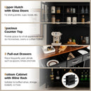 Wood Buffet Hutch Cabinet with 3 Large Drawers by LJGDeals