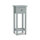 2 Tier Slim Nightstand Bedside Table with Drawer Shelf-Brown by DirectDeals
