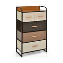 4-Tier Organizer Tower Steel Frame Wooden Top Storage with 5-Drawer Dresser-Muticolor by DirectDeals