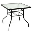 32 Inch Patio Tempered Glass Steel Frame Square Table by LJGDeals
