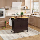 Modern Rolling Kitchen Cart Island with Wooden Top by LJGDeals