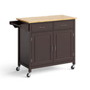 Modern Rolling Kitchen Cart Island with Wooden Top by LJGDeals