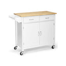 Modern Rolling Kitchen Cart Island with Wooden Top by LJGDeals