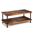 Industrial Vintage Coffee Table with 2-Tier Storage Shelf by LJGDeals