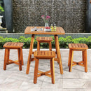 5 Pieces Wood Patio Dining Set with Square Table and 4 Stools by LJGDeals