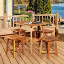 5 Pieces Wood Patio Dining Set with Square Table and 4 Stools by LJGDeals