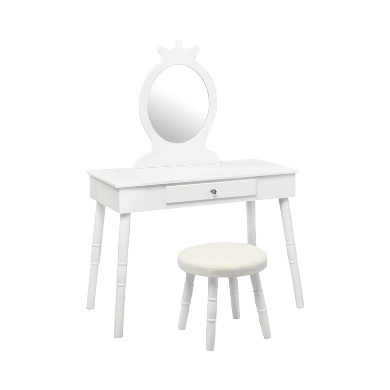Kids Vanity Makeup Table & Chair Set Make Up Stool-White, photo 4 of 8
