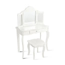 Kids Makeup Dressing Mirror Vanity Table Stool Set by LJGDeals