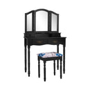 Simple Vanity Set with Tri-Folding Mirror Drawers and Storage Shelf by LJGDeals