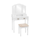 Simple Vanity Set with Tri-Folding Mirror Drawers and Storage Shelf by LJGDeals