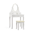 3 Drawers Lighted Mirror Vanity Dressing Table Stool Set by LJGDeals
